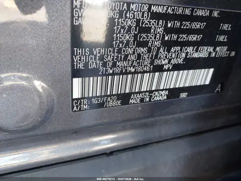 2021 Toyota Rav4 Xle VIN 2T3W1RFV1MW180461 фото 10