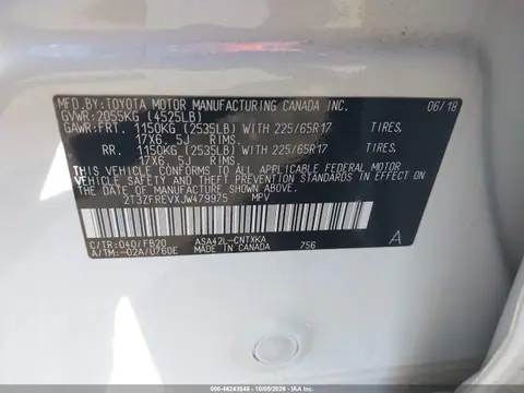 2018 Toyota RAV4 LE VIN 2T3ZFREVXJW479975 фото 9