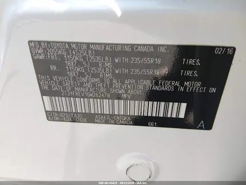 2016 Toyota Rav4 Limited VIN 2T3YFREV1GW262478 фото 9