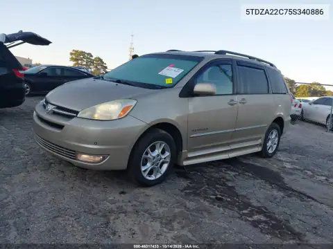 5TDZA22C75S340886 — 2005 Toyota Sienna, фото 3 с аукциона IAAI, Передняя часть справа