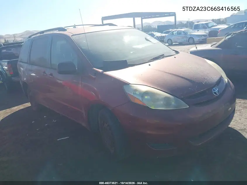 5TDZA23C66S416565 — 2006 Toyota Sienna, фото 2 с аукциона IAAI, Естественный износ