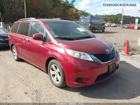 2012 Toyota Sienna Le V6 8 Passenger VIN 5TDKK3DC4CS263666 фото 2
