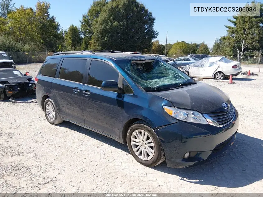 2012 Toyota Sienna Xle V6 8 Passenger VIN 5TDYK3DC2CS206084 фото 2