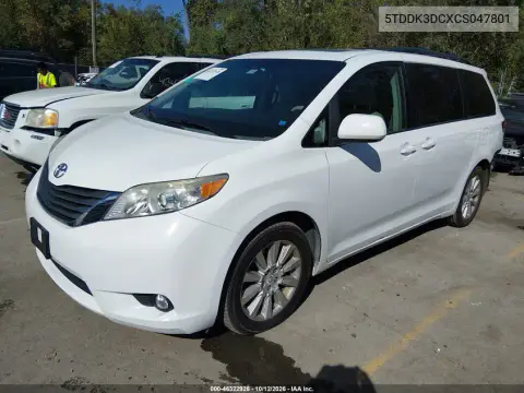 2012 Toyota Sienna Xle 7 Passenger VIN 5TDDK3DCXCS047801 фото 3