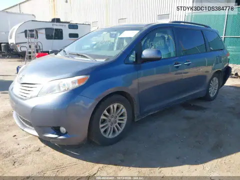 2013 Toyota Sienna Xle V6 8 Passenger VIN 5TDYK3DC1DS384778 фото 3