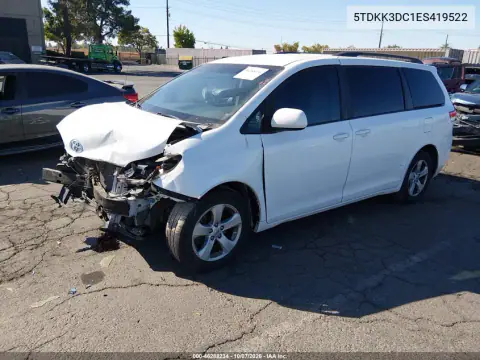 2014 Toyota Sienna Le V6 8 Passenger VIN 5TDKK3DC1ES419522 фото 2