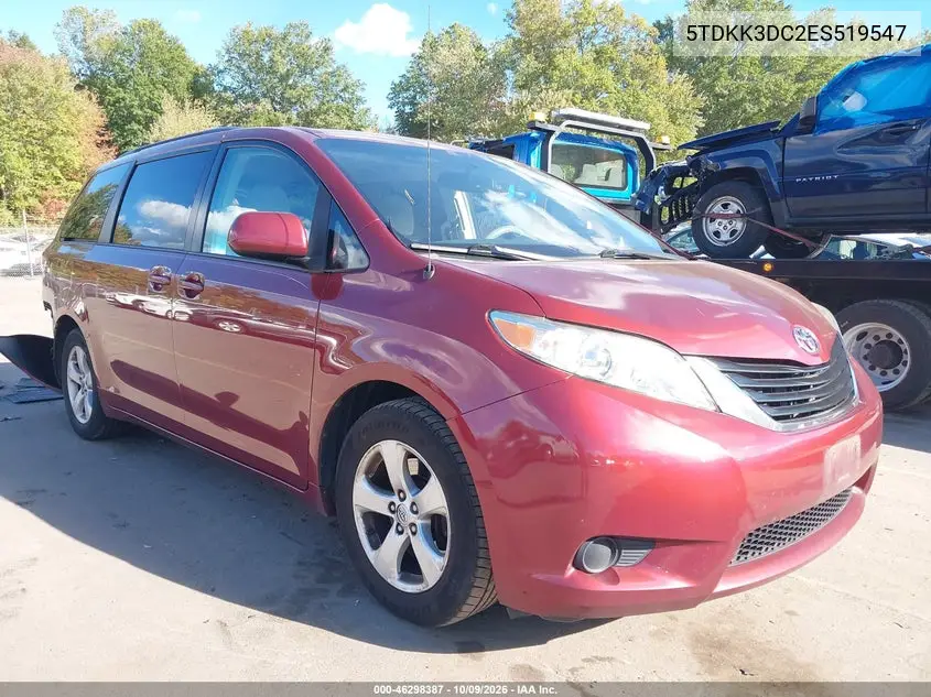 2014 Toyota Sienna Le V6 8 Passenger VIN 5TDKK3DC2ES519547 фото 2