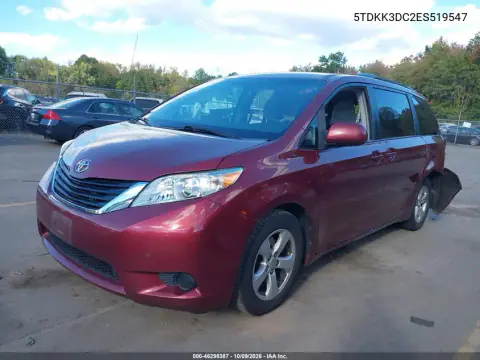 2014 Toyota Sienna Le V6 8 Passenger VIN 5TDKK3DC2ES519547 фото 3