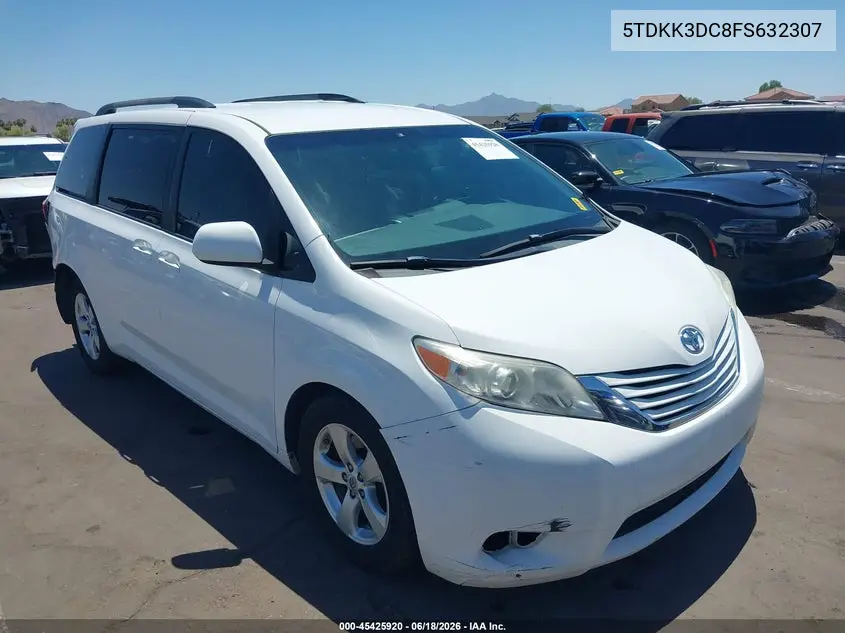 2015 Toyota Sienna Le 8 Passenger VIN 5TDKK3DC8FS632307 фото 2