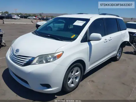 2015 Toyota Sienna Le 8 Passenger VIN 5TDKK3DC8FS632307 фото 3