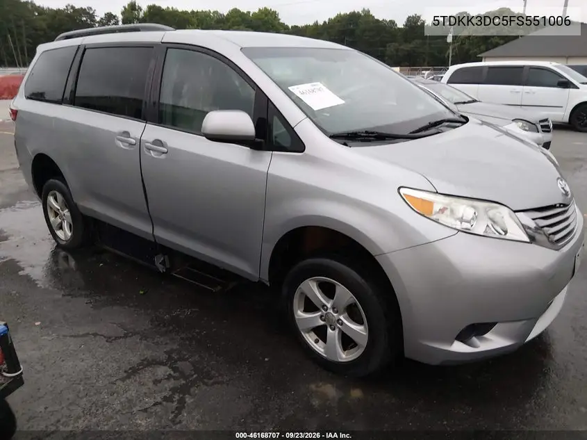 2015 Toyota Sienna Le 8 Passenger VIN 5TDKK3DC5FS551006 фото 2