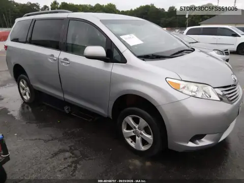 5TDKK3DC5FS551006 — 2015 Toyota Sienna, Естественный износ, фото до ремонта