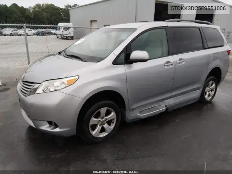 2015 Toyota Sienna Le 8 Passenger VIN 5TDKK3DC5FS551006 фото 3