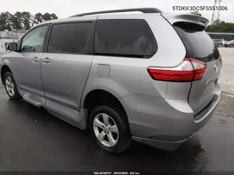 5TDKK3DC5FS551006 — 2015 Toyota Sienna, Естественный износ, фото до ремонта