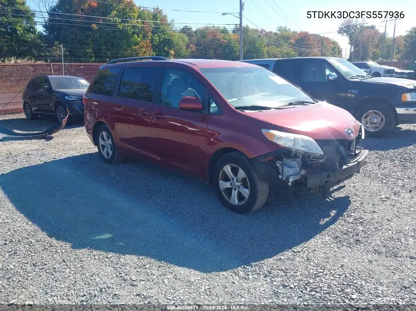 2015 Toyota Sienna Le VIN 5TDKK3DC3FS557936 фото 2
