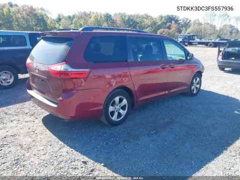 2015 Toyota Sienna Le VIN 5TDKK3DC3FS557936 фото 5