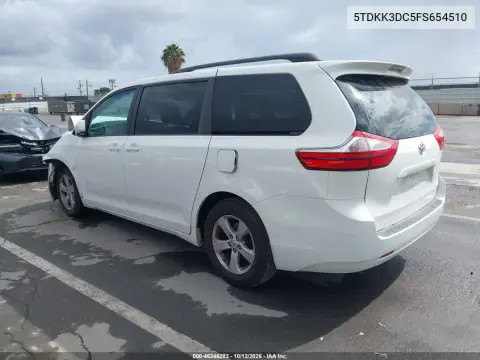2015 Toyota Sienna Le 8 Passenger VIN 5TDKK3DC5FS654510 фото 3