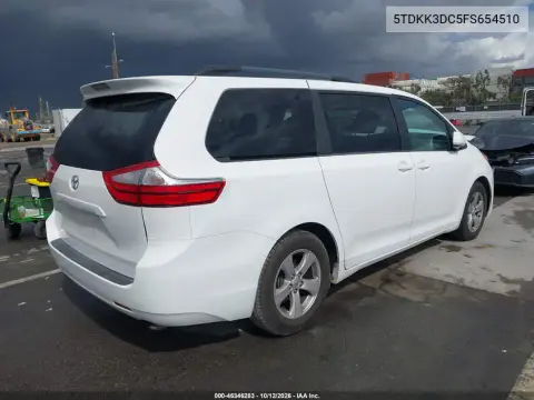 2015 Toyota Sienna Le 8 Passenger VIN 5TDKK3DC5FS654510 фото 4