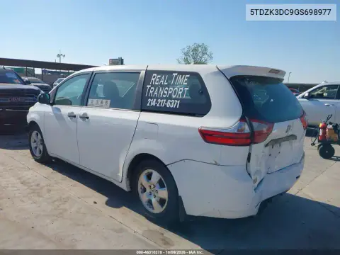 2016 Toyota Sienna L 7 Passenger VIN 5TDZK3DC9GS698977 фото 3
