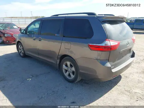 2017 Toyota Sienna Le 8 Passenger VIN 5TDKZ3DC6HS810312 фото 3
