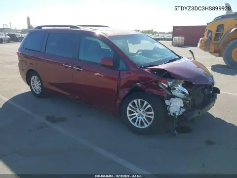 5TDYZ3DC3HS899928 — 2017 Toyota Sienna, Передняя часть, фото до ремонта
