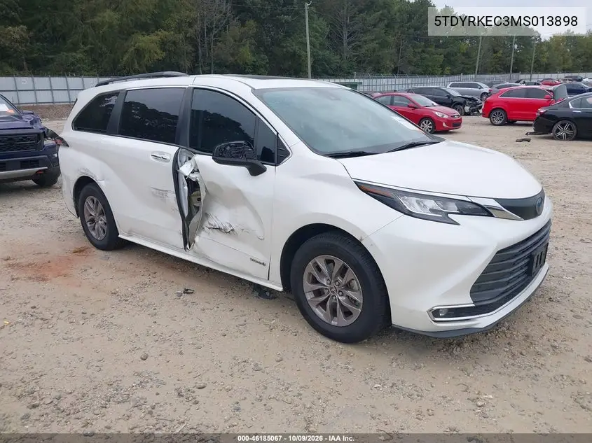 2021 Toyota Sienna Xle VIN 5TDYRKEC3MS013898 фото 1