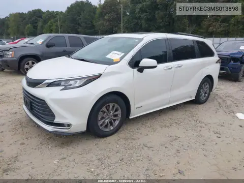 2021 Toyota Sienna Xle VIN 5TDYRKEC3MS013898 фото 2
