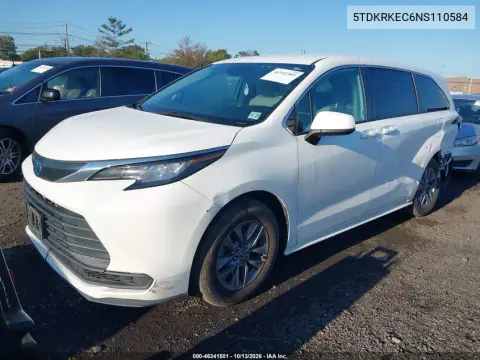 2022 Toyota Sienna Le VIN 5TDKRKEC6NS110584 фото 3