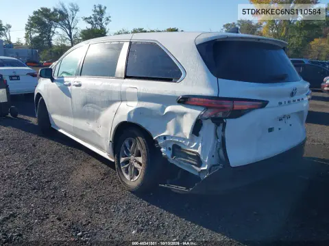 2022 Toyota Sienna Le VIN 5TDKRKEC6NS110584 фото 4