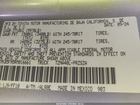 2024 Toyota Tacoma Sr5 VIN 3TMKB5FN5RM016661 фото 9