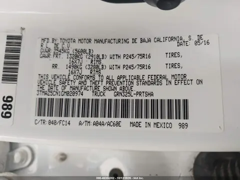 2016 Toyota Tacoma Sr5 V6 VIN 3TMAZ5CN1GM020974 фото 10