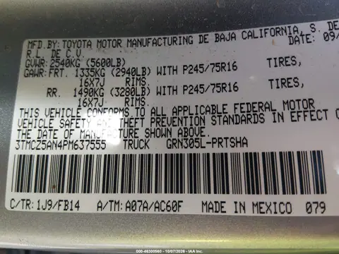 2023 Toyota Tacoma Sr V6 VIN 3TMCZ5AN4PM637555 фото 10