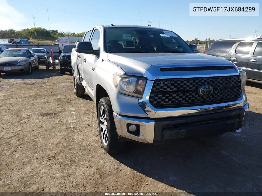 2018 Toyota Tundra Sr5 5.7L V8 VIN 5TFDW5F17JX684289 фото 2