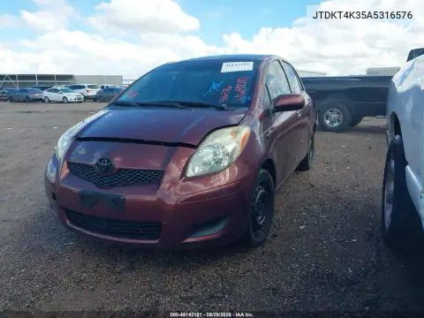 2010 Toyota Yaris VIN JTDKT4K35A5316576 фото 3
