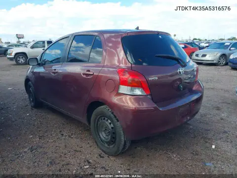 2010 Toyota Yaris VIN JTDKT4K35A5316576 фото 4