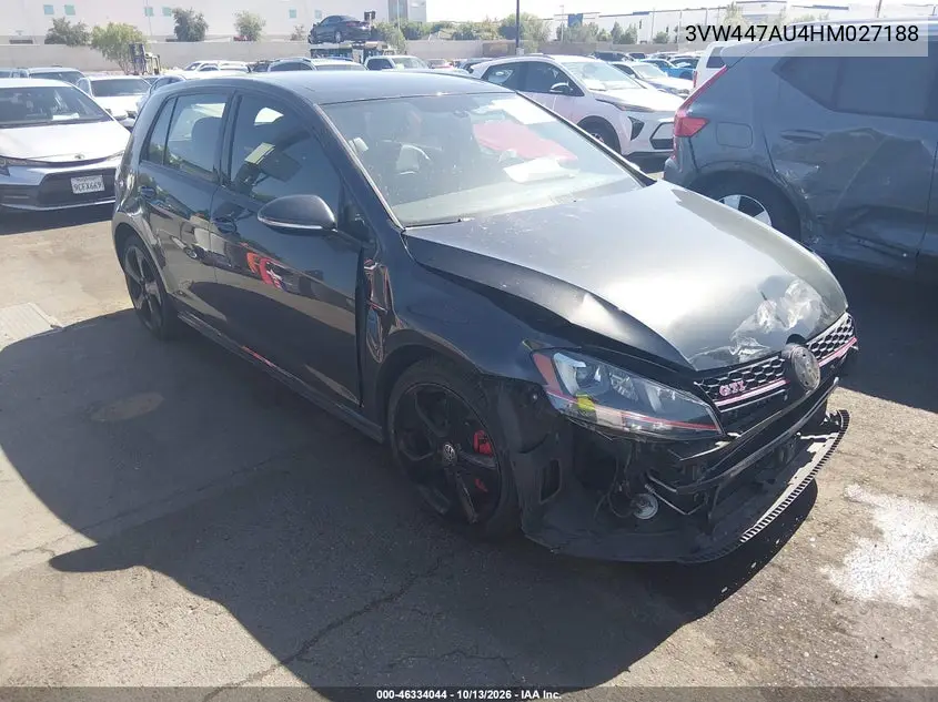 3VW447AU4HM027188 — 2017 Volkswagen Golf GTI, фото 2 с аукциона IAAI, Передняя часть