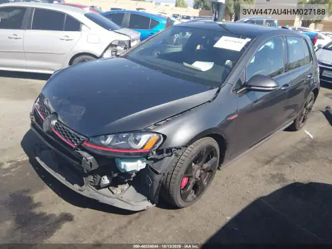 3VW447AU4HM027188 — 2017 Volkswagen Golf GTI, фото 3 с аукциона IAAI, Передняя часть