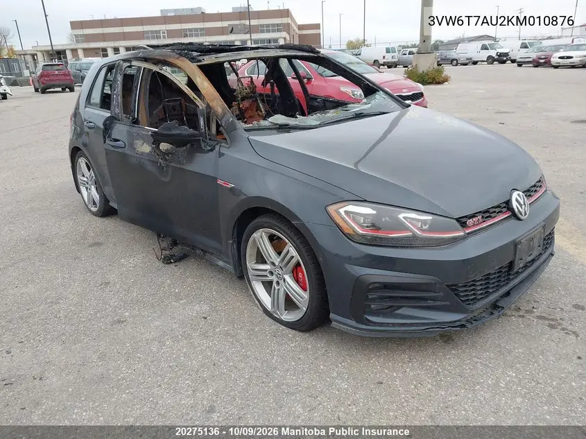 2019 Volkswagen Gti Autobahn 2.0 Tsi VIN 3VW6T7AU2KM010876 фото 1