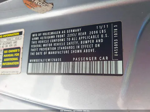 WVWBB7AJ1CW176835 — 2012 Volkswagen GOLF, Естественный износ, фото до ремонта