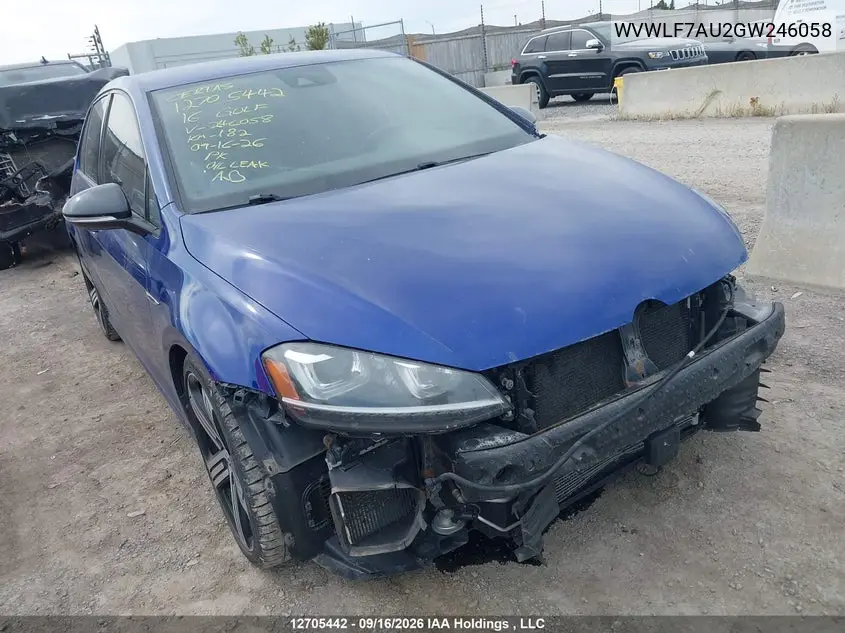 2016 Volkswagen Golf R VIN WVWLF7AU2GW246058 фото 1