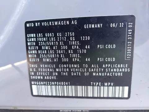 2022 Volkswagen Id.4 Awd Pro S VIN WVGGNPE23NP048041 фото 9