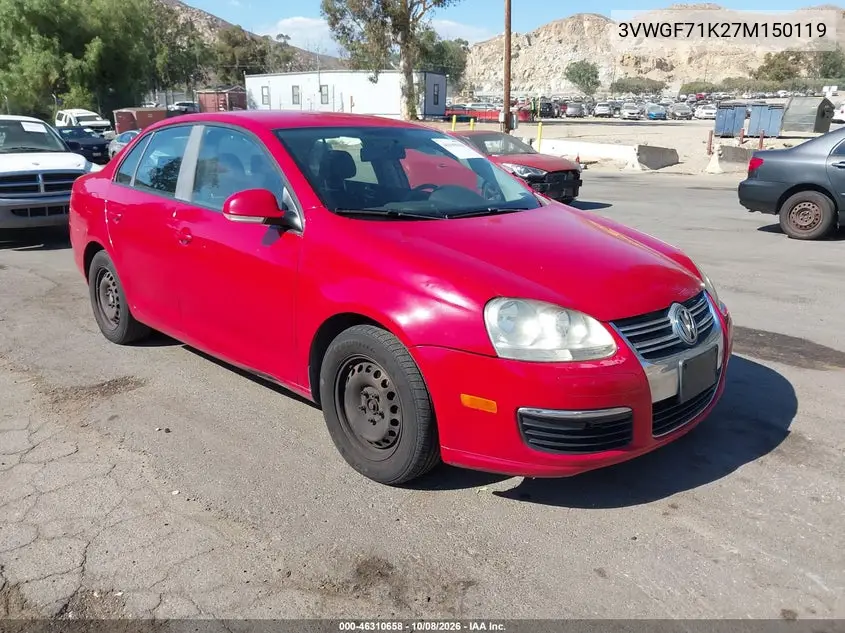 2007 Volkswagen Jetta VIN 3VWGF71K27M150119 фото 2