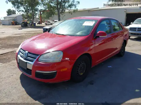 2007 Volkswagen Jetta VIN 3VWGF71K27M150119 фото 3