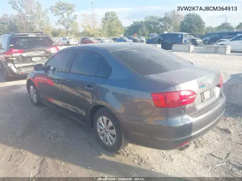 2012 Volkswagen Jetta 2.0L S VIN 3VW2K7AJ8CM364913 фото 3