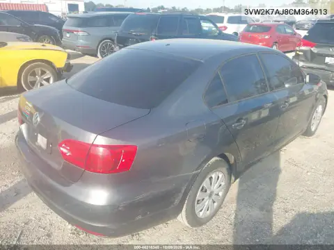 2012 Volkswagen Jetta 2.0L S VIN 3VW2K7AJ8CM364913 фото 4