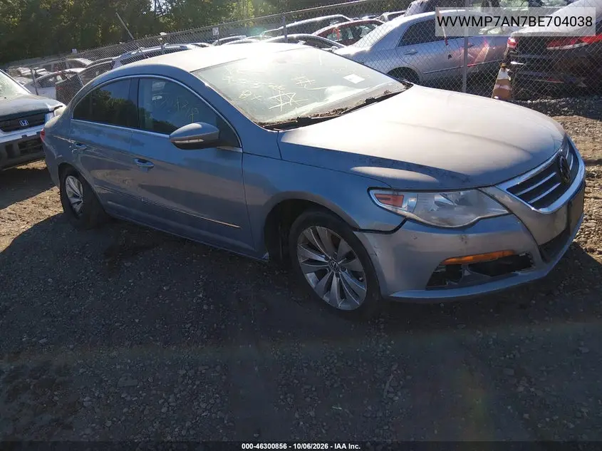 2011 Volkswagen Cc Sport VIN WVWMP7AN7BE704038 фото 1
