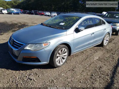 2011 Volkswagen Cc Sport VIN WVWMP7AN7BE704038 фото 2