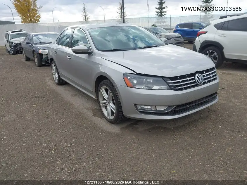 2012 Volkswagen Passat 2.0 Tdi Highline VIN 1VWCN7A33CC003586 фото 1