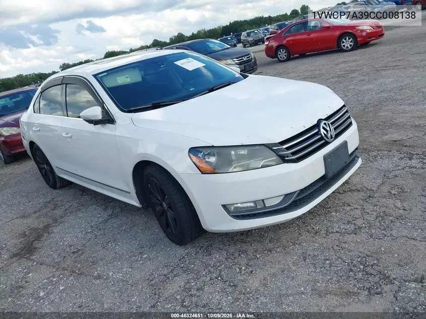 2012 Volkswagen Passat Sel Premium Pzev VIN 1VWCP7A39CC008138 фото 2