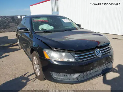 2013 Volkswagen Passat 2.5L S VIN 1VWAP7A35DC034695 фото 2